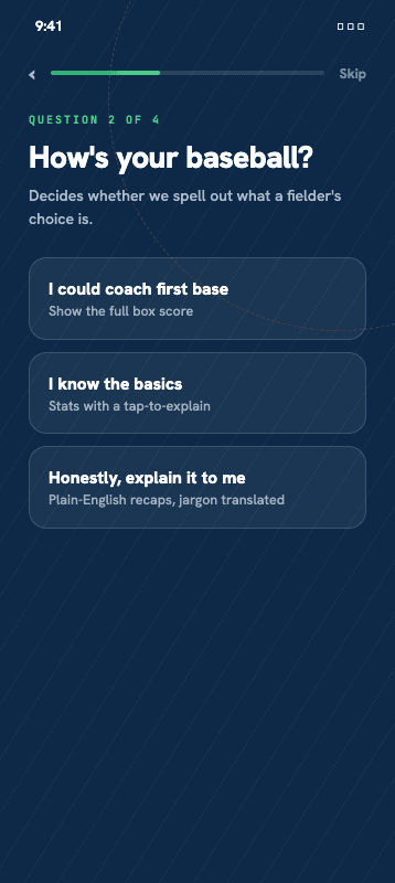 Onboarding question: how much baseball do you know